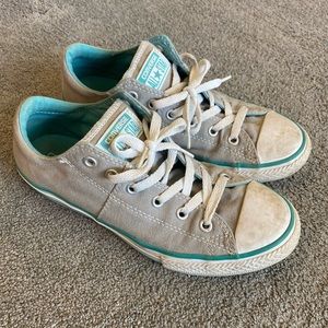 Gray and teal converse